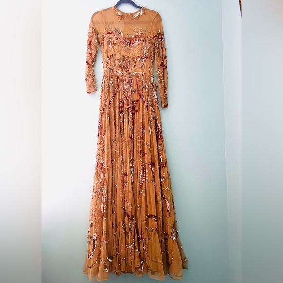 MAC DUGGAL LONG SLEEVE EMBELLISHED ILLUSION EVENING GOWN SIZE 2 - Picture 5 of 5